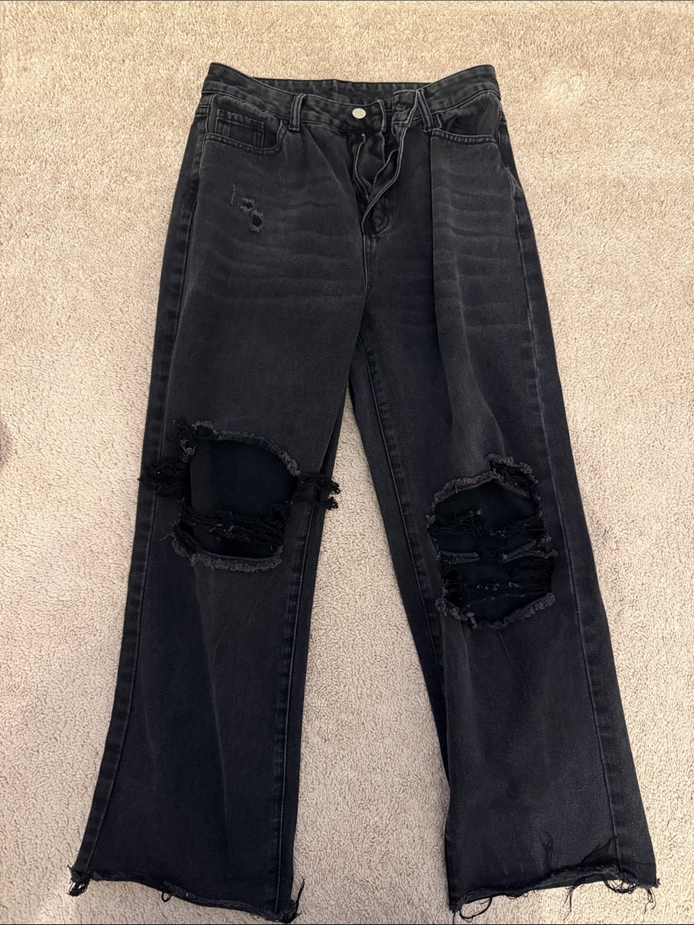 Women’s Distressed Black High-Rise Jeans